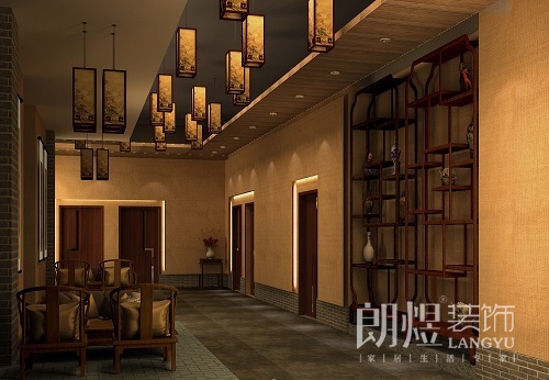 茶樓卡座區(qū)過道設(shè)計效果圖