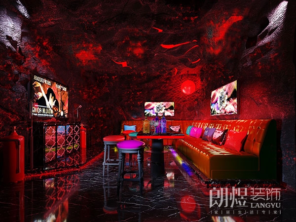 紅色地獄熔巖ktv包間效果圖