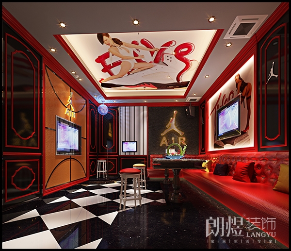 紅色情調(diào)ktv包間設(shè)計效果圖