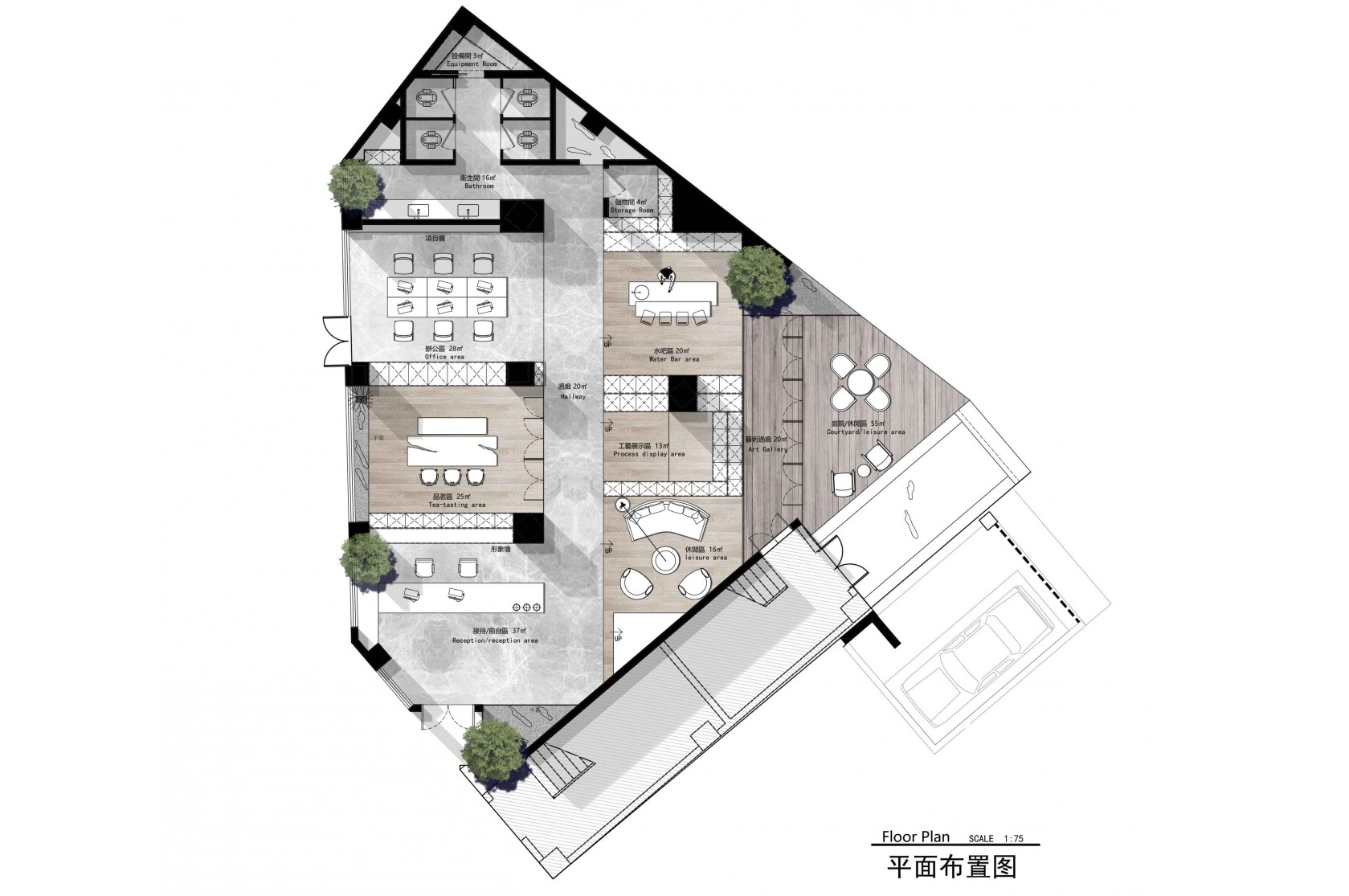 300㎡辦公室動(dòng)靜分區(qū)
